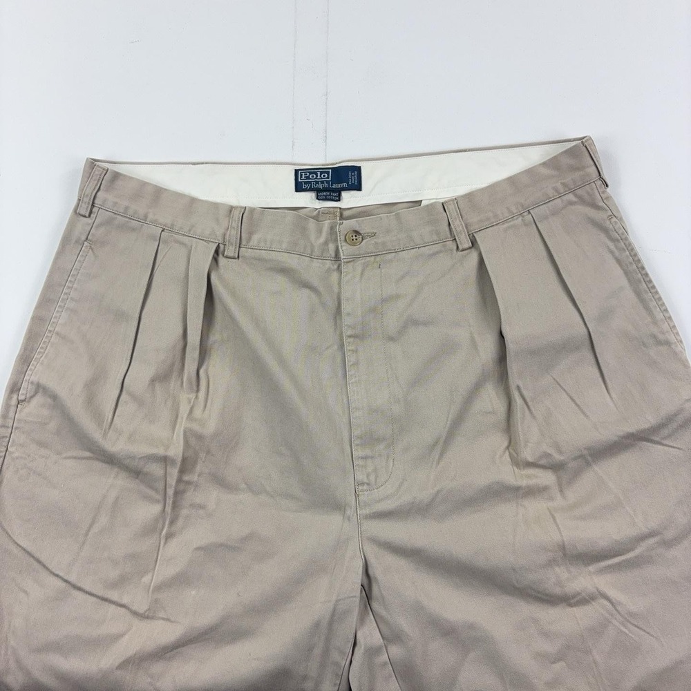 Vintage Polo Ralph Lauren Double Pleated Pants Mens 40x32 Beige Chino Straight